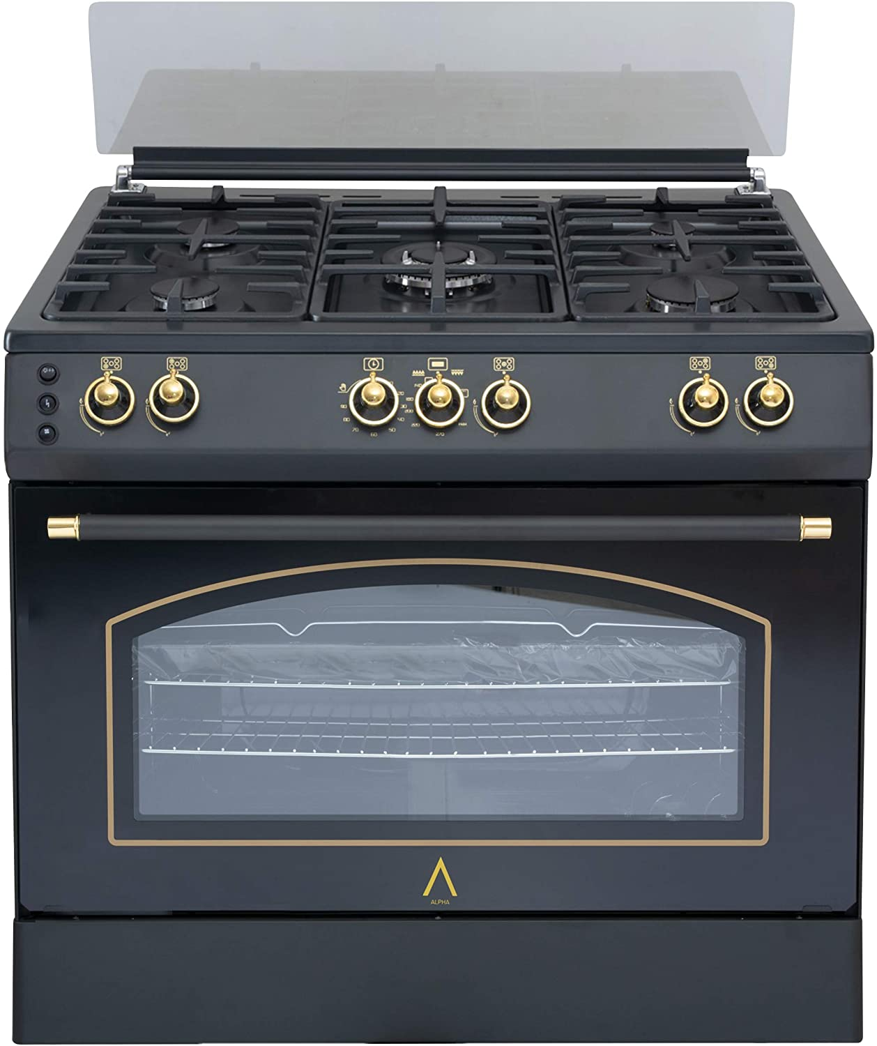 Alpha Cocina De gas vulcano gold90 rustica. encendido y temporizador horno. alta gama oro 101 esmalte limpiar 90 cm vg90 butano