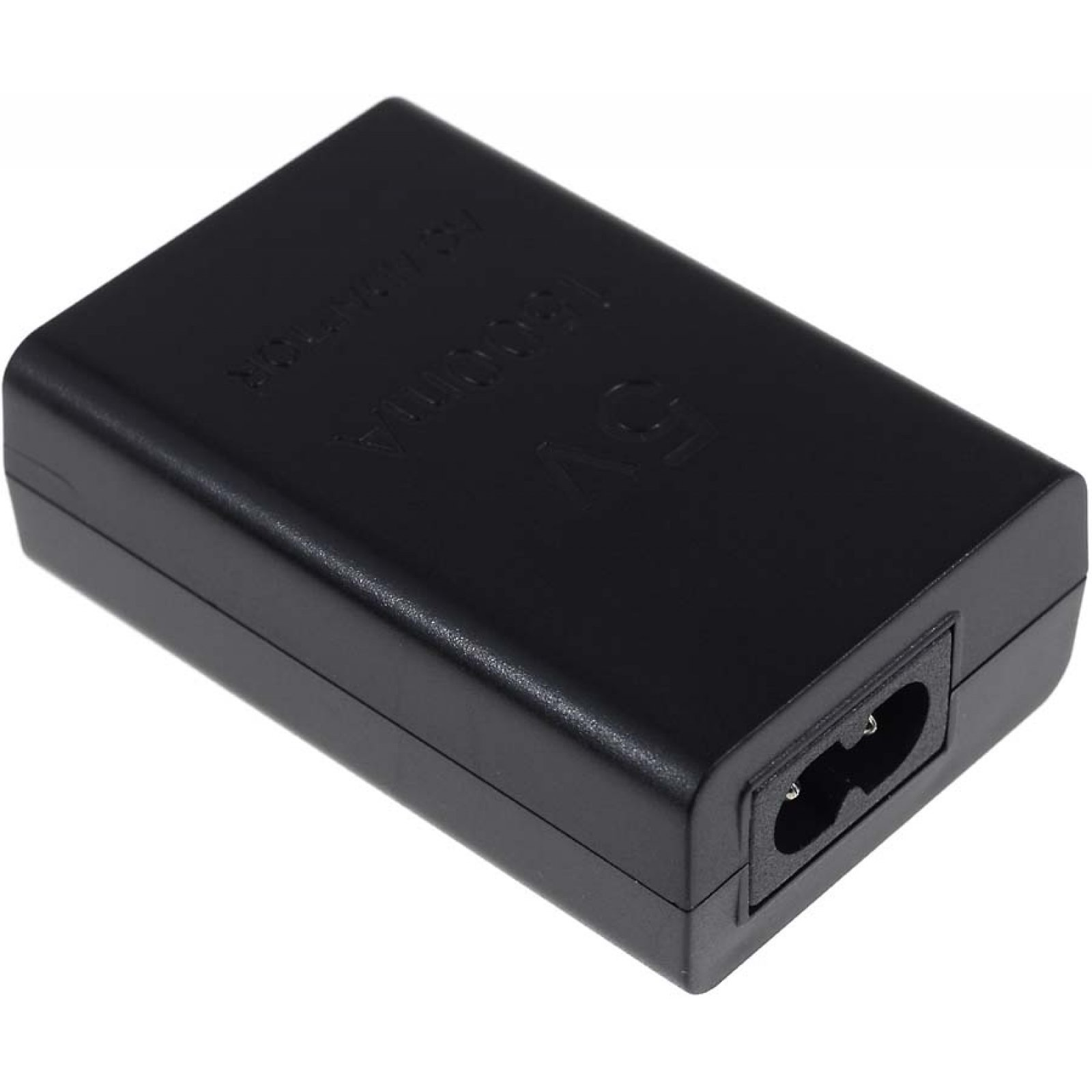 Adaptador de CA negro de 5 V con puerto de entrada de alimentación.