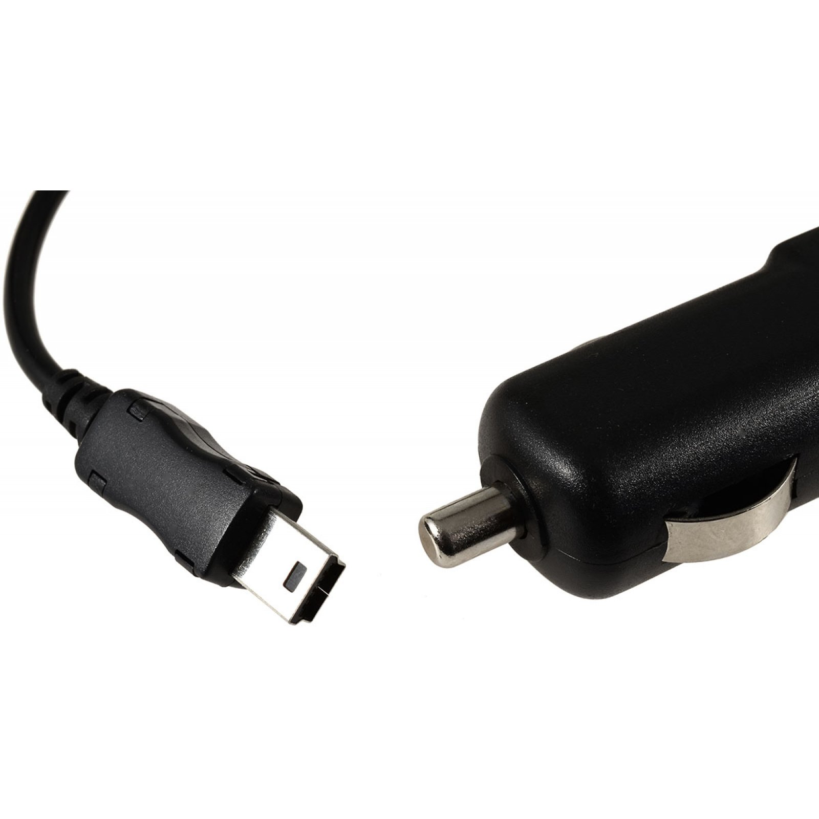 Cable cargador de coche negro, con micro-USB y adaptador de coche.