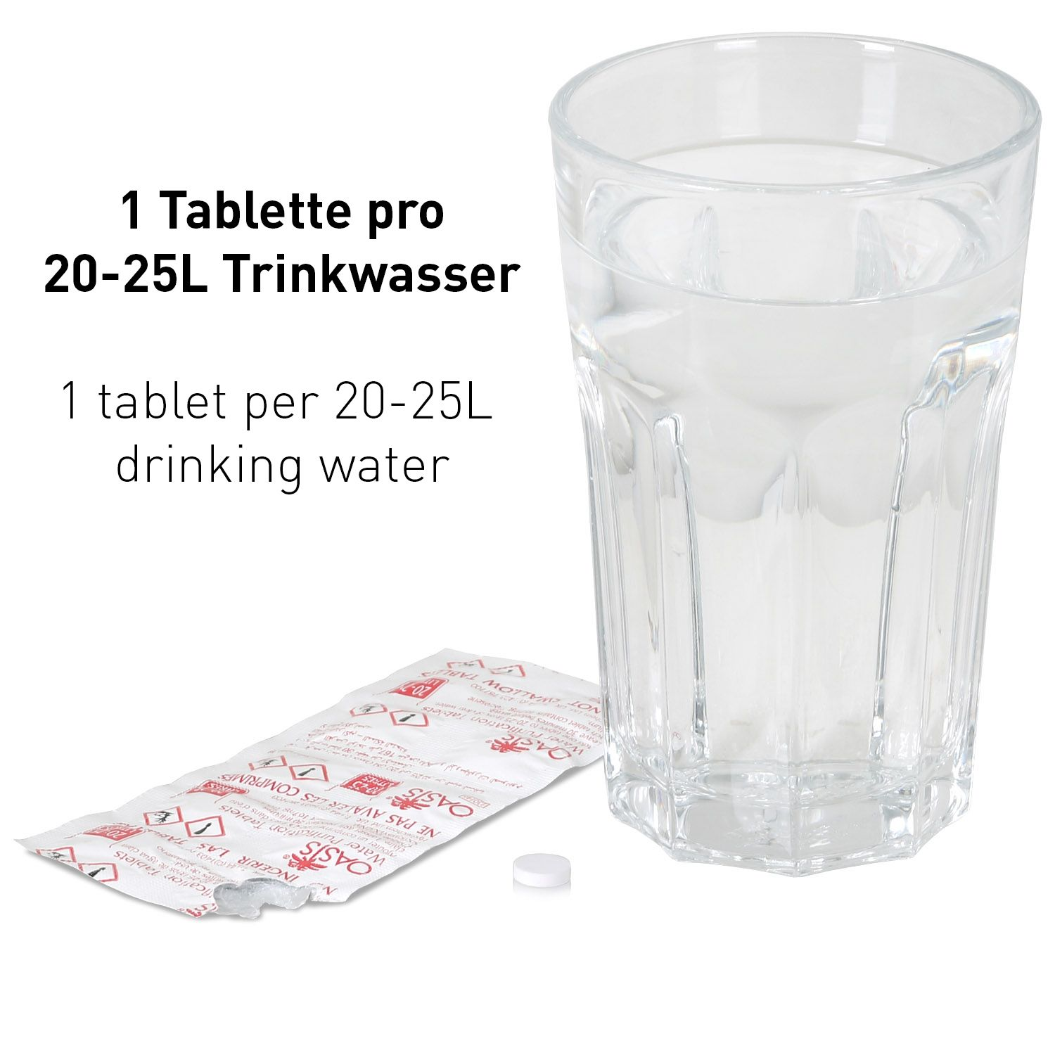 Waterrower und - Trinkwasser CHILI WICKED für Reiseapotheke 10x pro L Tablette, 20-25 Wasserreinigungstabletten Chlortabletten