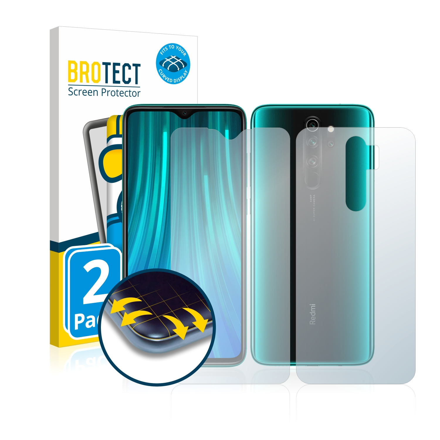 Curved 3D Redmi BROTECT Note Schutzfolie(für Pro) 2x Flex Full-Cover matt 8 Xiaomi