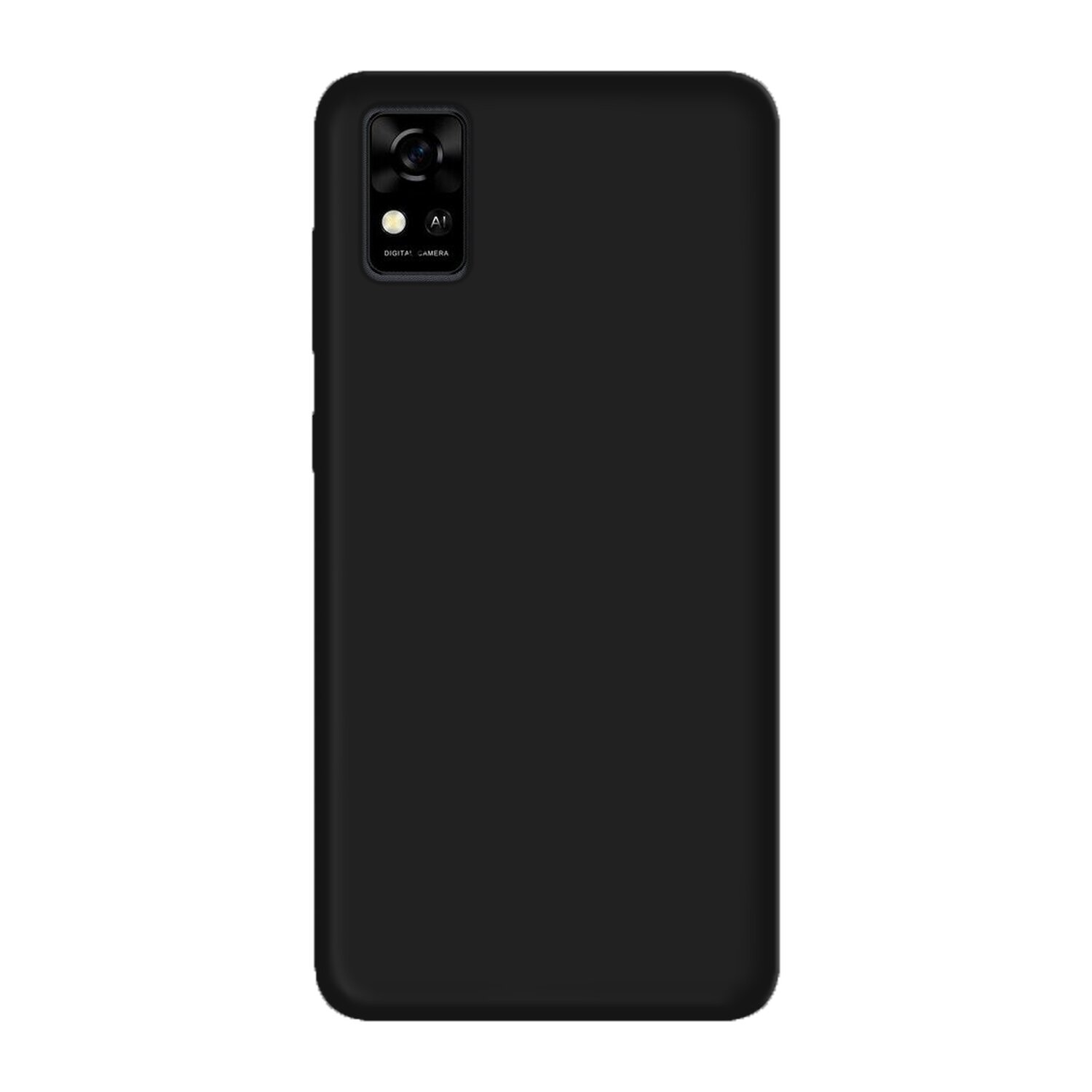 Schwarze Smartphone-Rückseite mit Kamera und Digital-Kamera-Text.