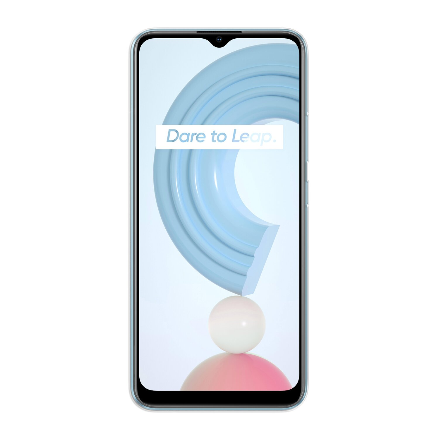 Smartphone mit blauem und weißem abstraktem Design.