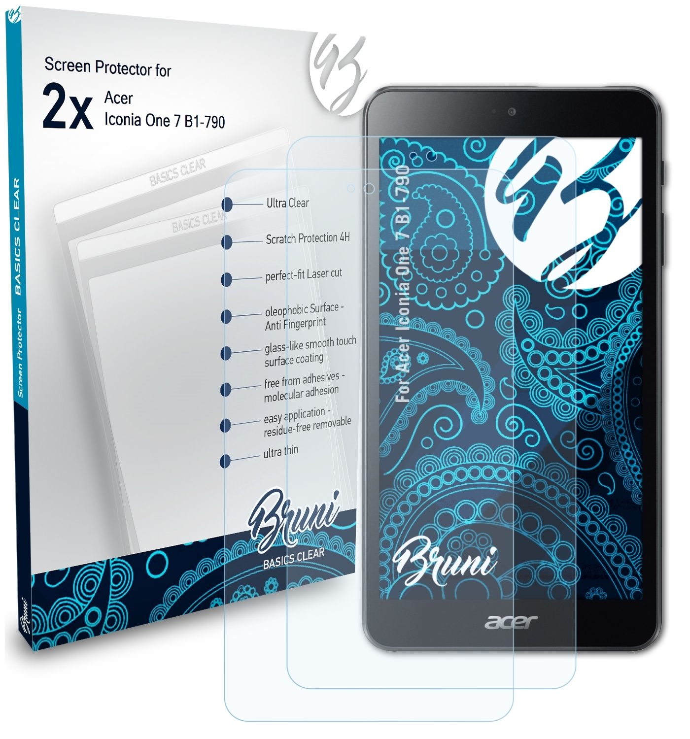 BRUNI 2x Basics-Clear Schutzfolie(für 7 One Acer Iconia (B1-790))