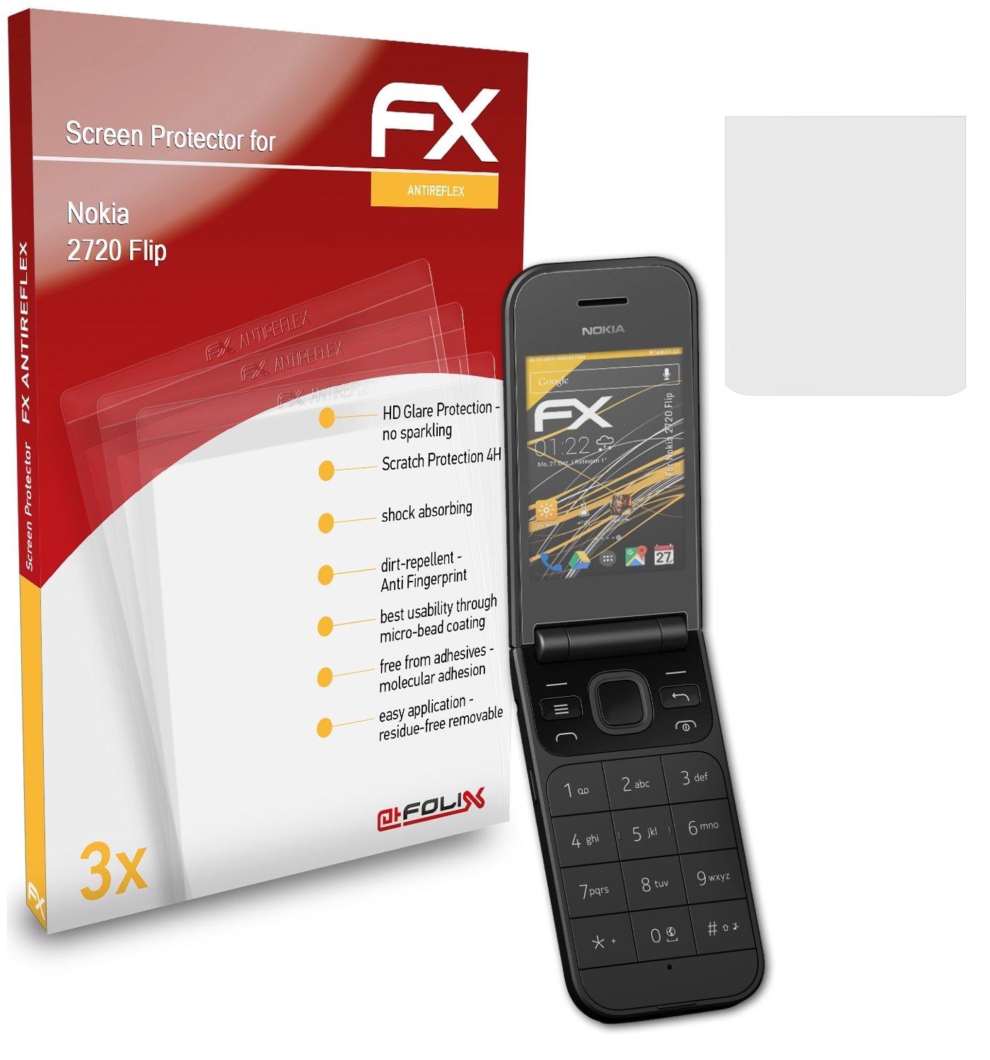 Flip) 2720 FX-Antireflex 3x Displayschutz(für ATFOLIX Nokia