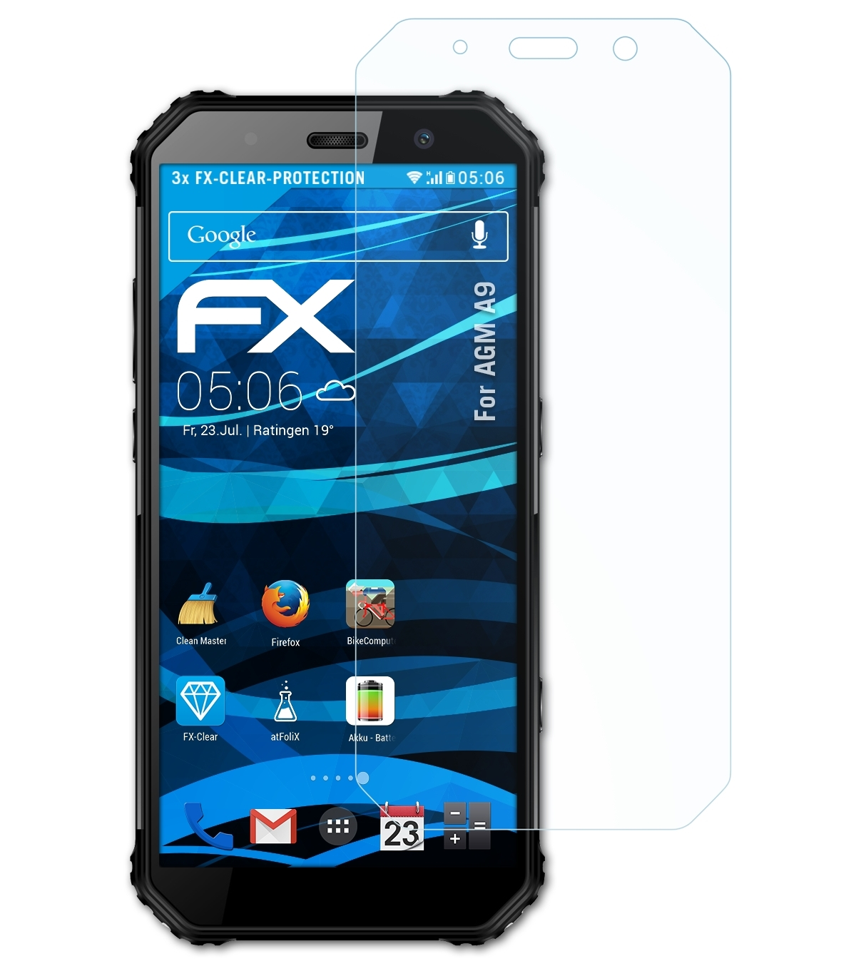 3x Displayschutz(für ATFOLIX A9) FX-Clear AGM