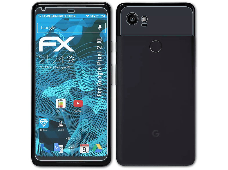 2 Google ATFOLIX Displayschutz(für Pixel 3x FX-Clear XL)