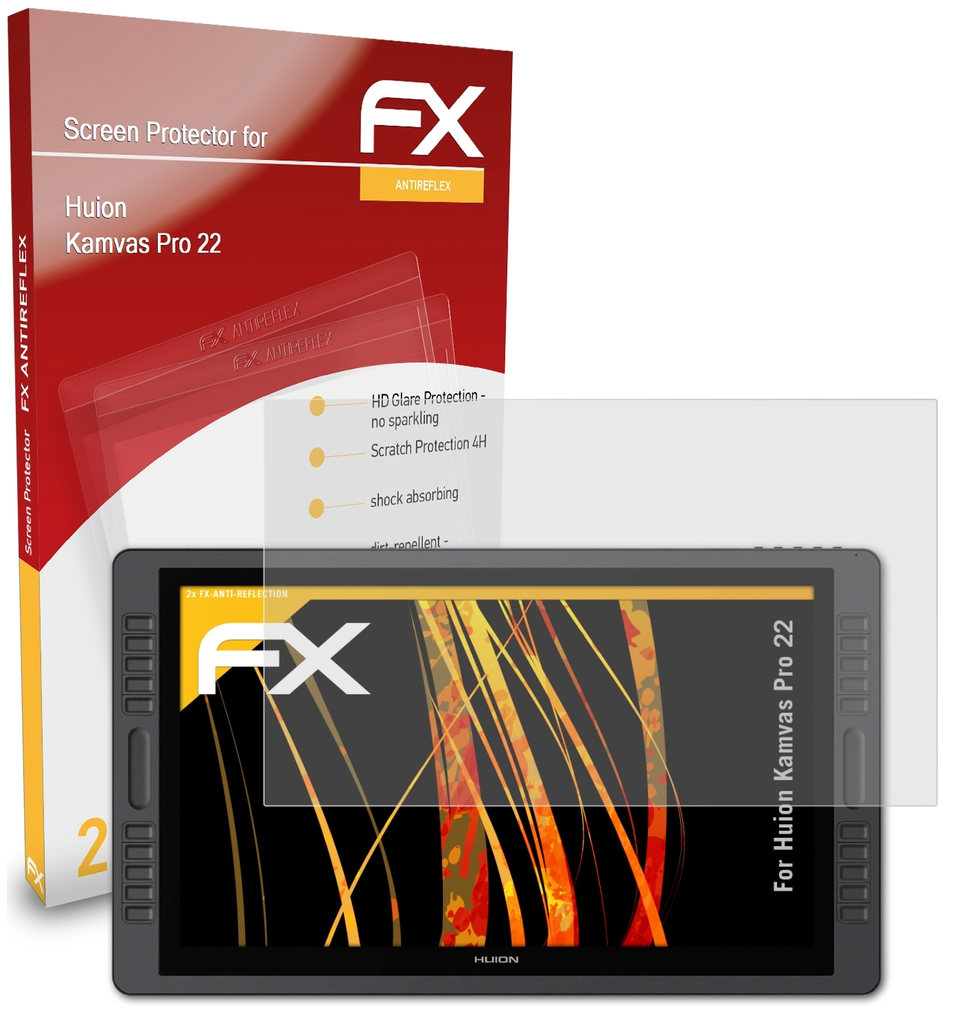 ATFOLIX 2x Kamvas Huion Pro 22) Displayschutz(für FX-Antireflex