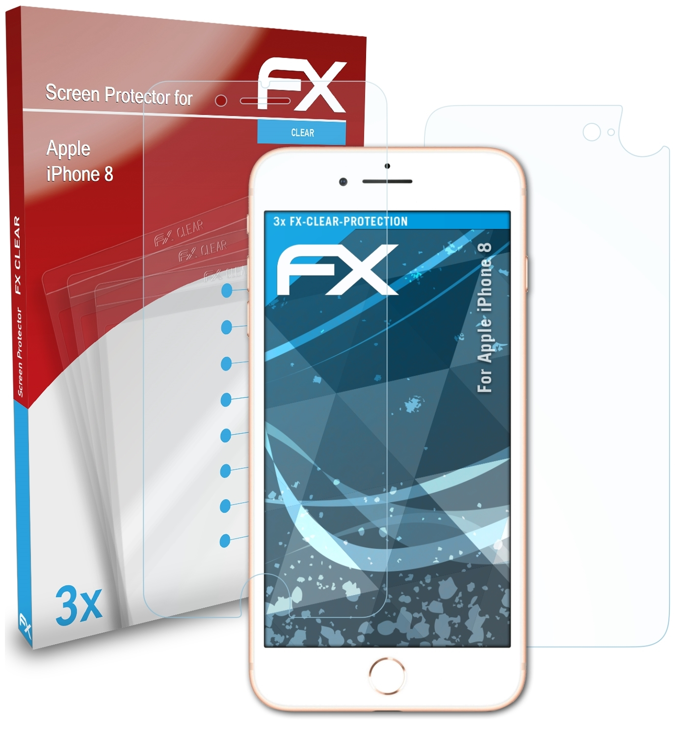 iPhone Apple ATFOLIX Displayschutz(für 8) 3x FX-Clear