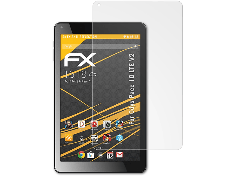 ATFOLIX 2x FX-Antireflex Odys LTE 10 (V2)) Displayschutz(für Pace