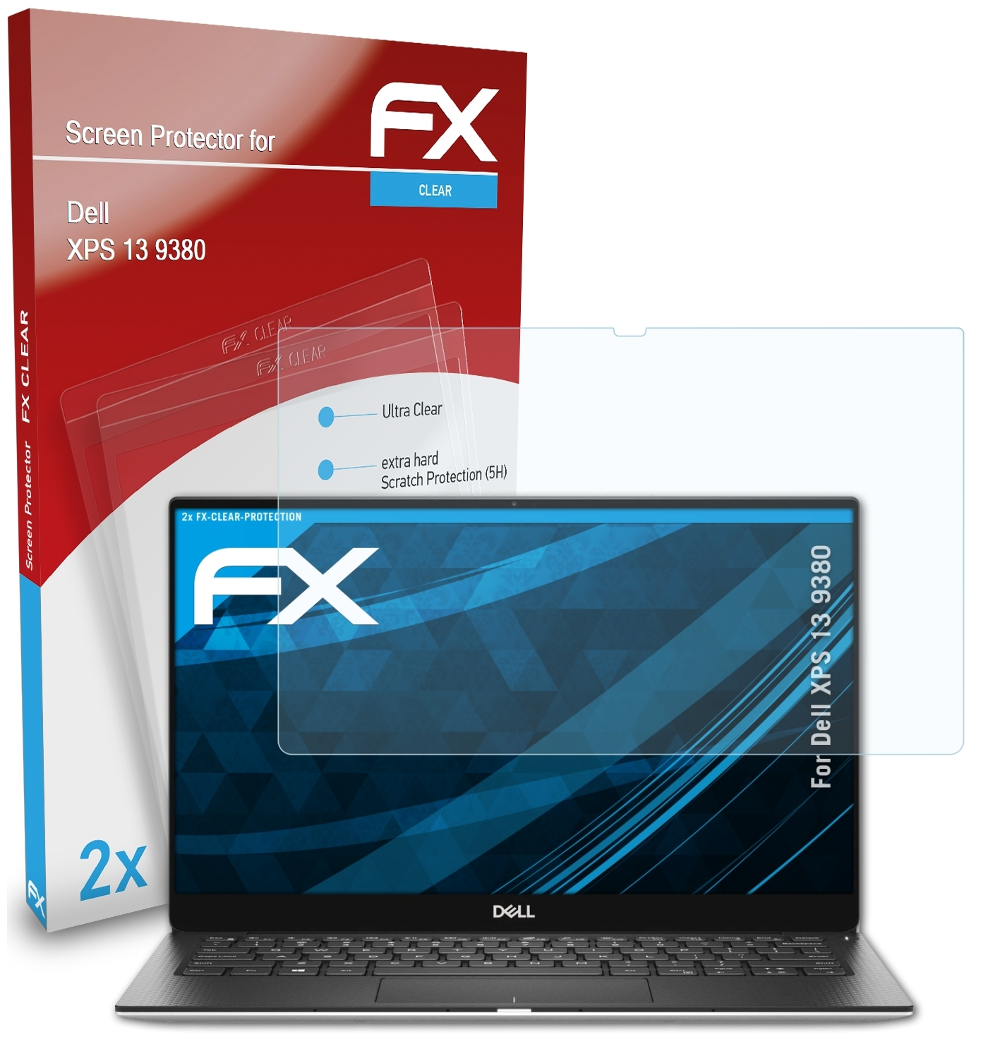 2x ATFOLIX FX-Clear (9380)) XPS Dell Displayschutz(für 13