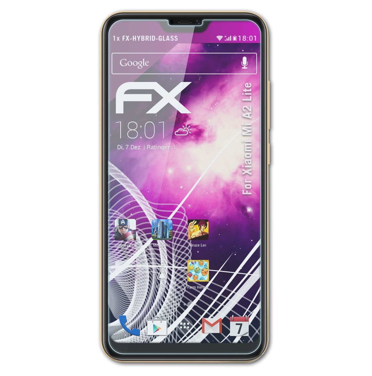 Xiaomi Lite) ATFOLIX FX-Hybrid-Glass Schutzglas(für A2 Mi