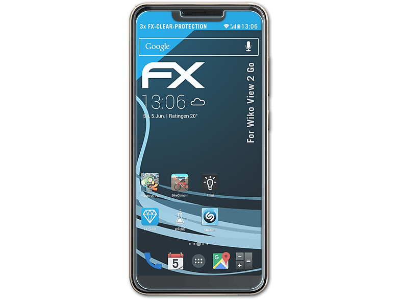 ATFOLIX 3x FX-Clear Displayschutz(für Wiko View 2 Go)