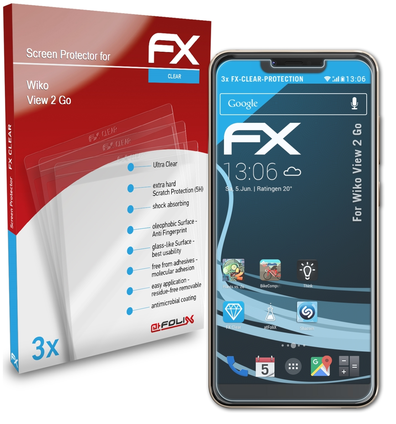 Wiko View 3x Go) 2 Displayschutz(für ATFOLIX FX-Clear