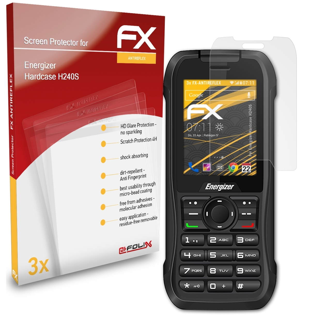 Hardcase FX-Antireflex Displayschutz(für H240S) ATFOLIX 3x Energizer