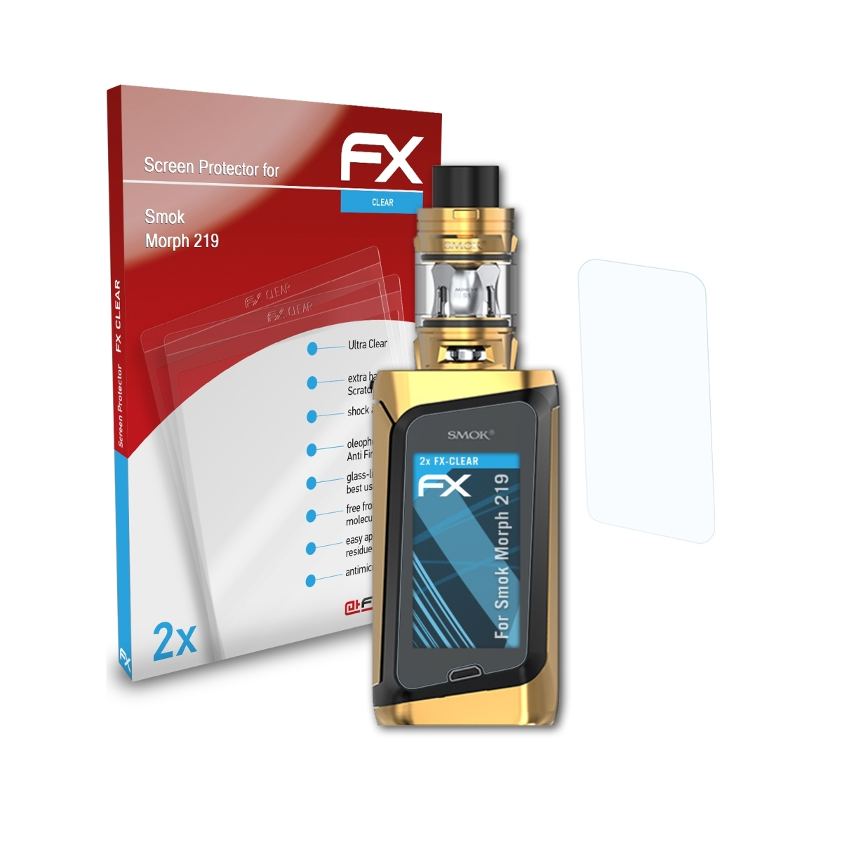 ATFOLIX 2x FX-Clear Displayschutz(für Smok Morph 219)