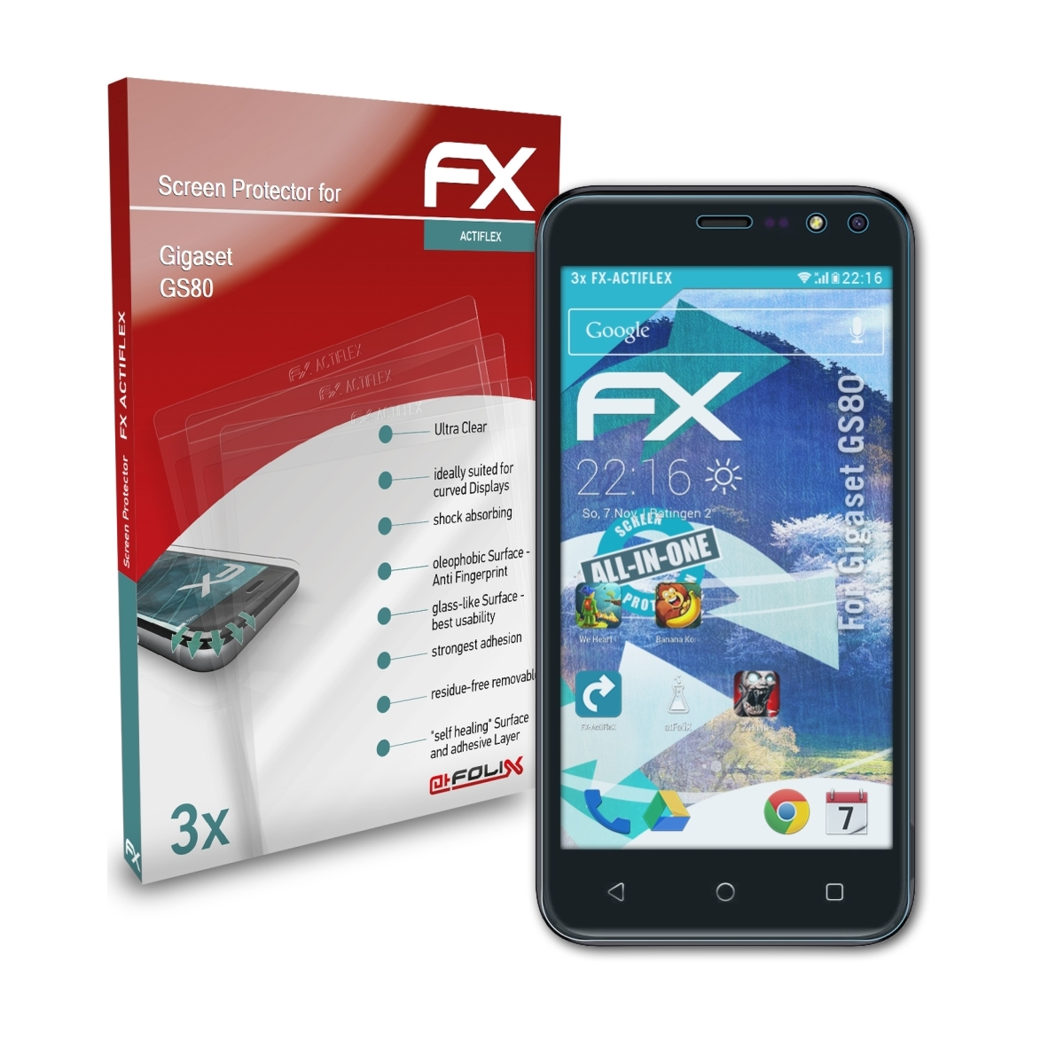 ATFOLIX 3x FX-ActiFleX GS80) Displayschutz(für Gigaset