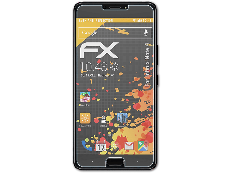 ATFOLIX 3x FX-Antireflex Displayschutz(für Infinix Note 4)
