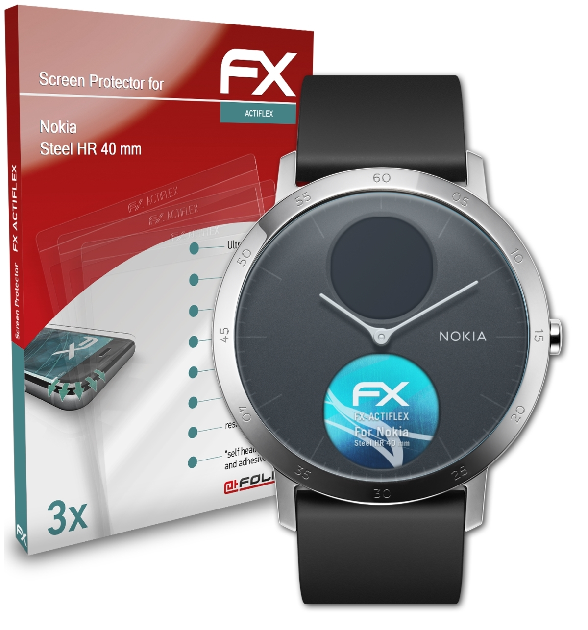 3x HR (40 ATFOLIX mm)) FX-ActiFleX Nokia Steel Displayschutz(für