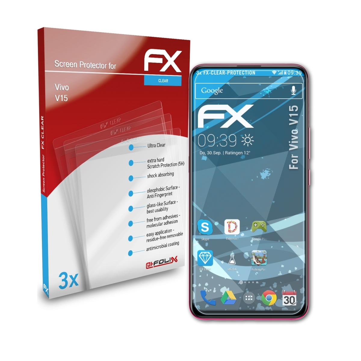 FX-Clear ATFOLIX 3x V15) Vivo Displayschutz(für