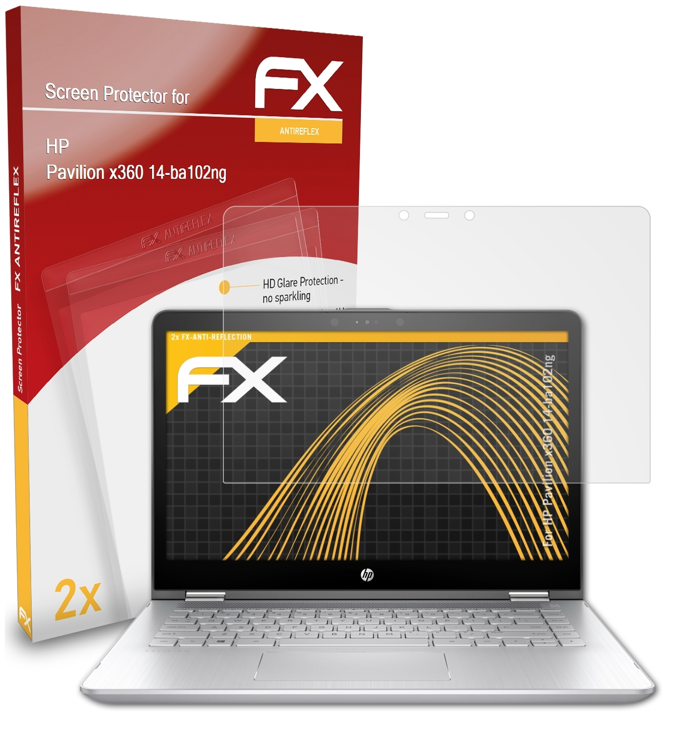 ATFOLIX 2x FX-Antireflex Displayschutz(für HP 14-ba102ng) x360 Pavilion