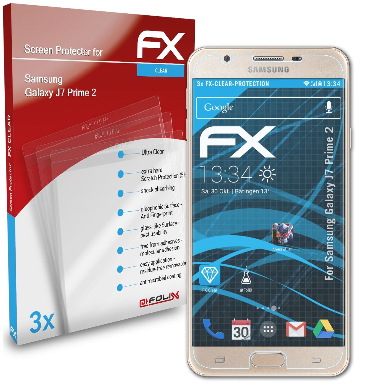 Prime Displayschutz(für 3x ATFOLIX Samsung Galaxy J7 FX-Clear 2)