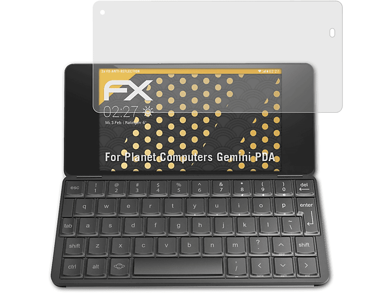 ATFOLIX 3x FX-Antireflex Displayschutz(für Planet Computers Gemini PDA)