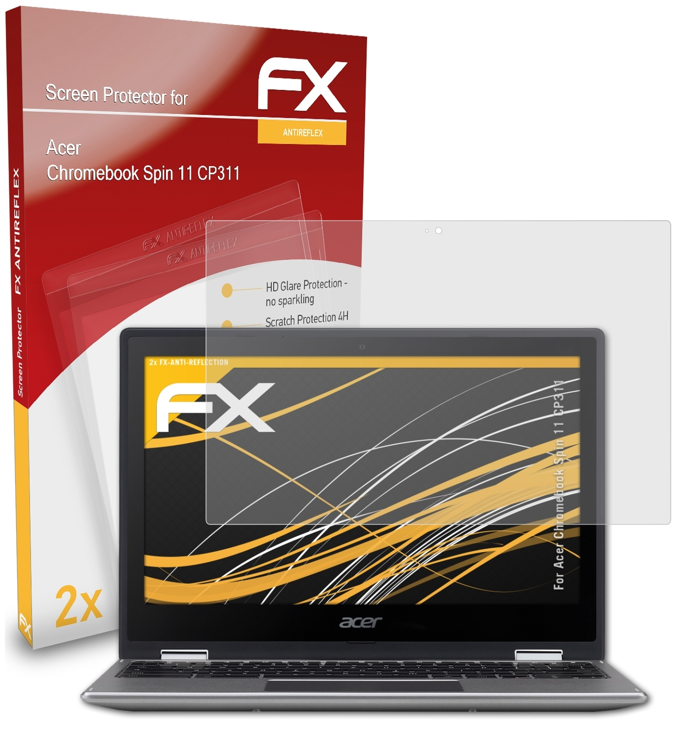 11 2x Spin ATFOLIX FX-Antireflex (CP311)) Chromebook Displayschutz(für Acer