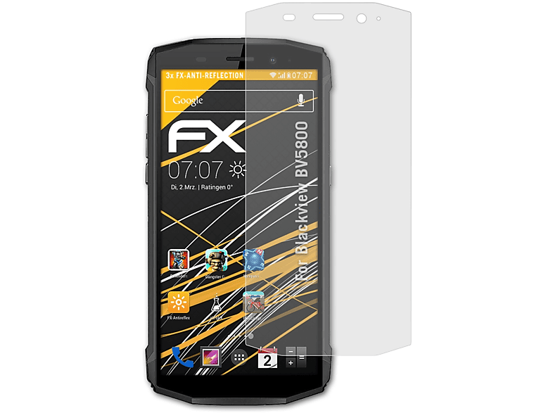ATFOLIX 3x FX-Antireflex Displayschutz(für BV5800) Blackview