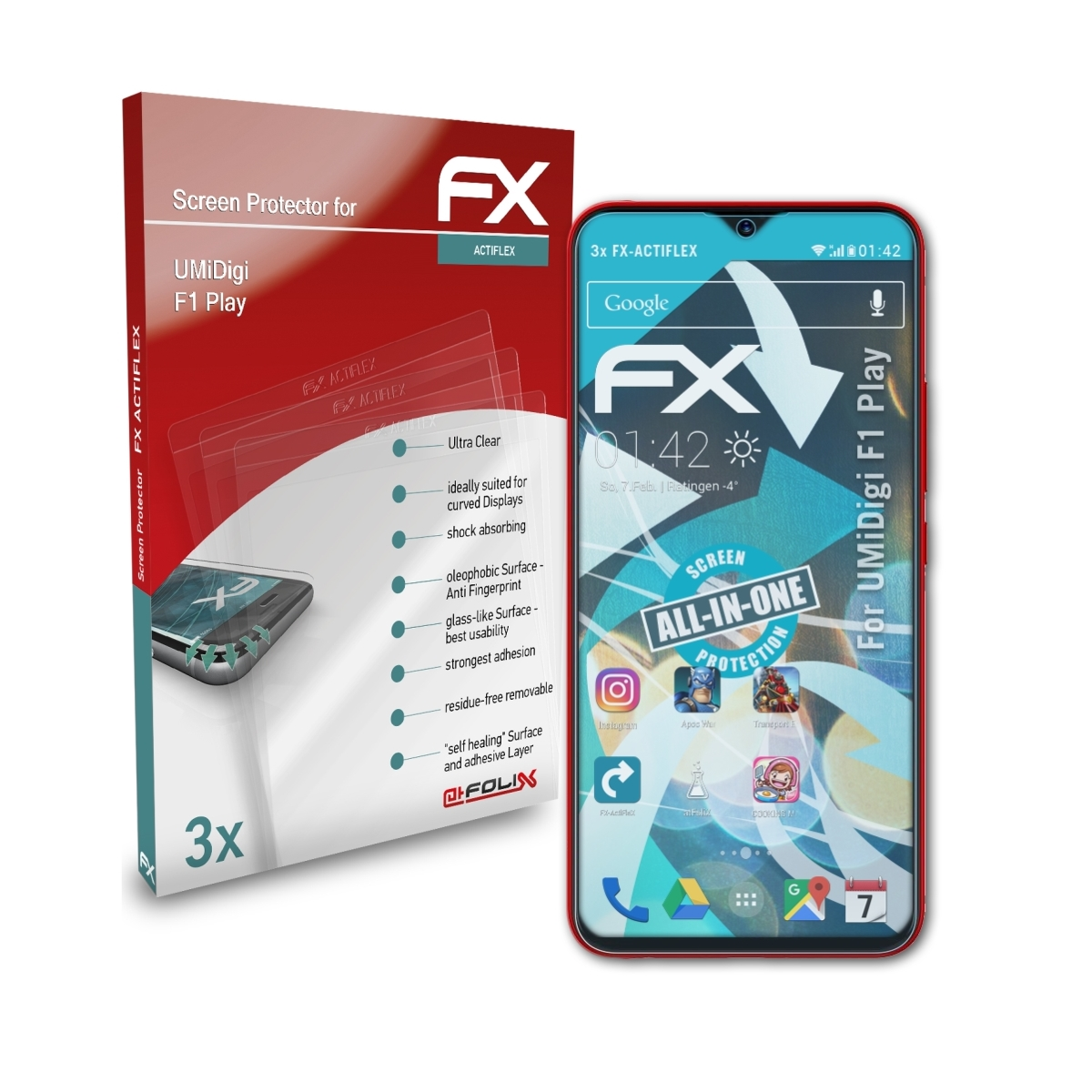 ATFOLIX 3x FX-ActiFleX Displayschutz(für UMiDigi F1 Play)