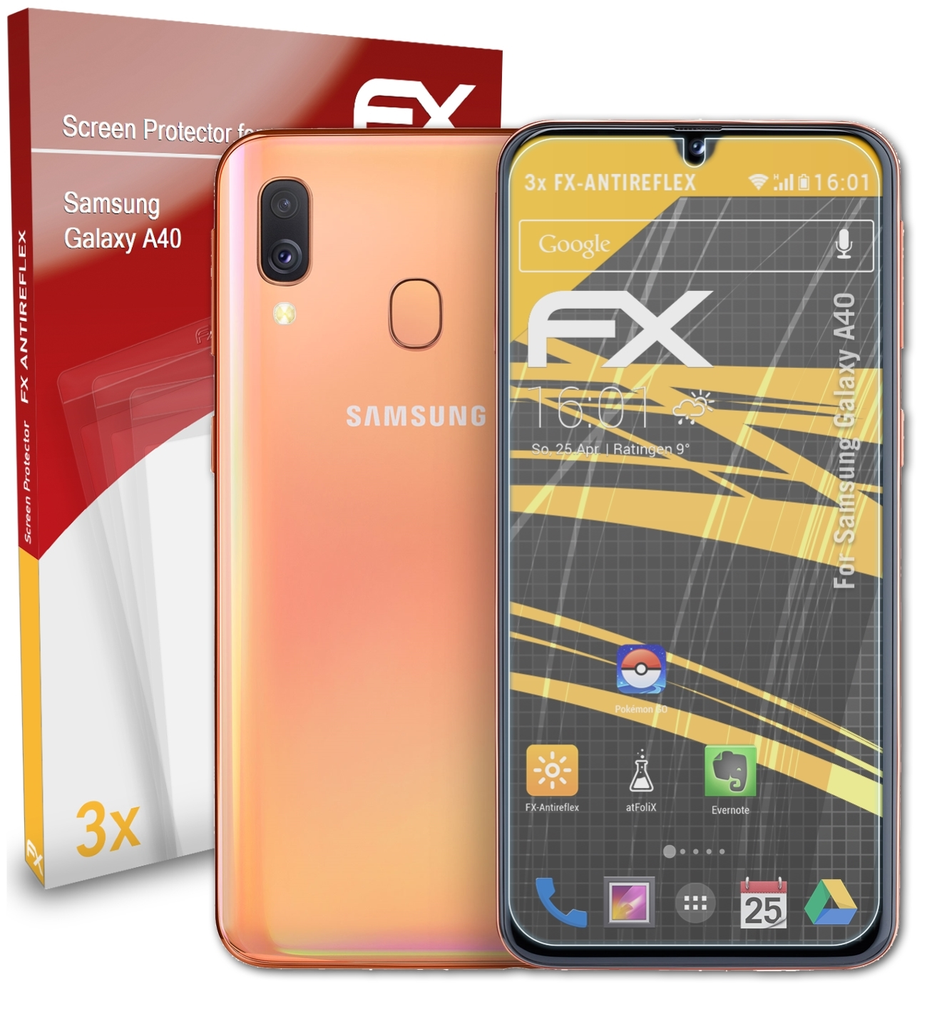 ATFOLIX 3x FX-Antireflex Displayschutz(für Samsung Galaxy A40)