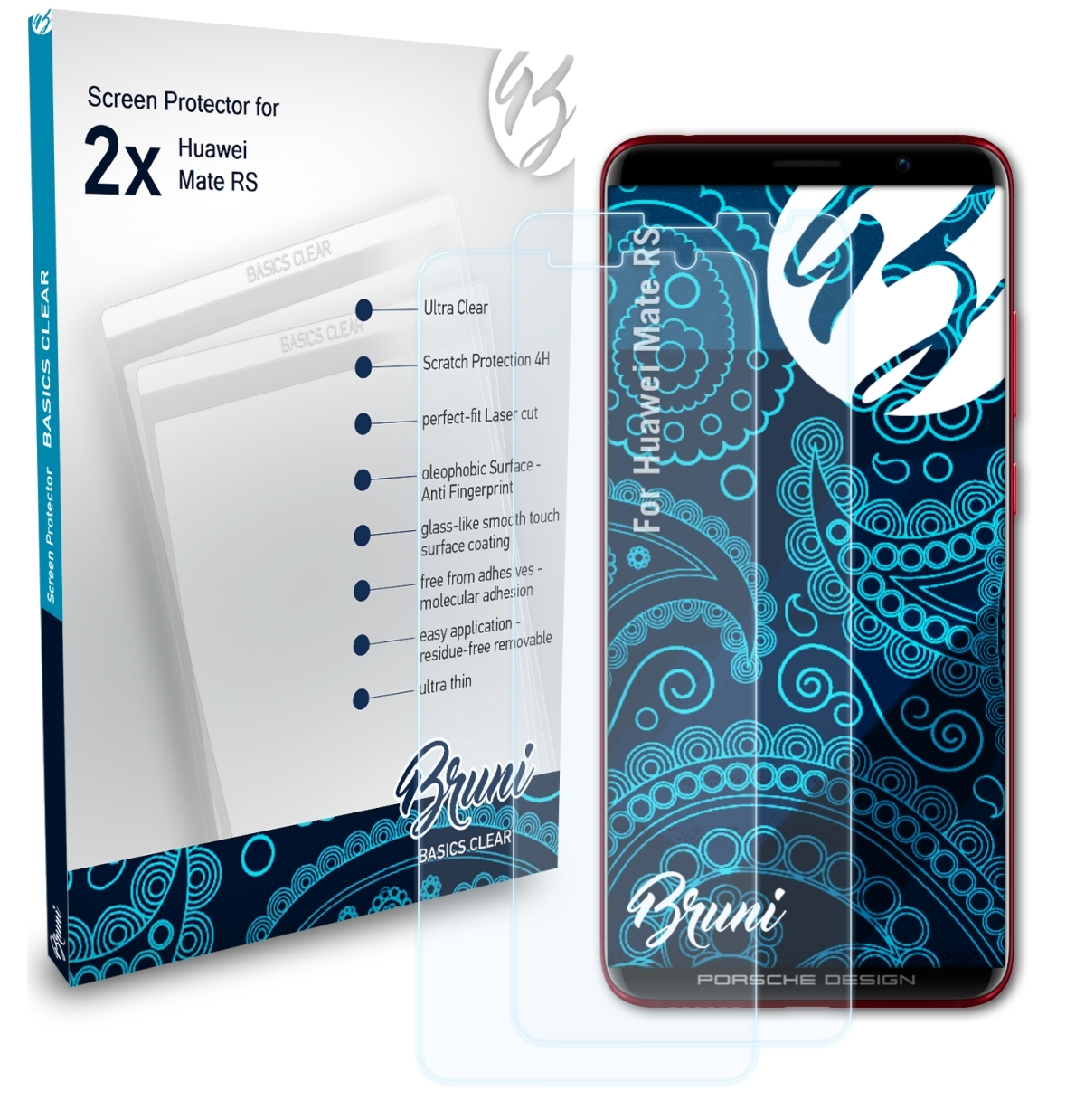 2x Basics-Clear RS) BRUNI Huawei Mate Schutzfolie(für