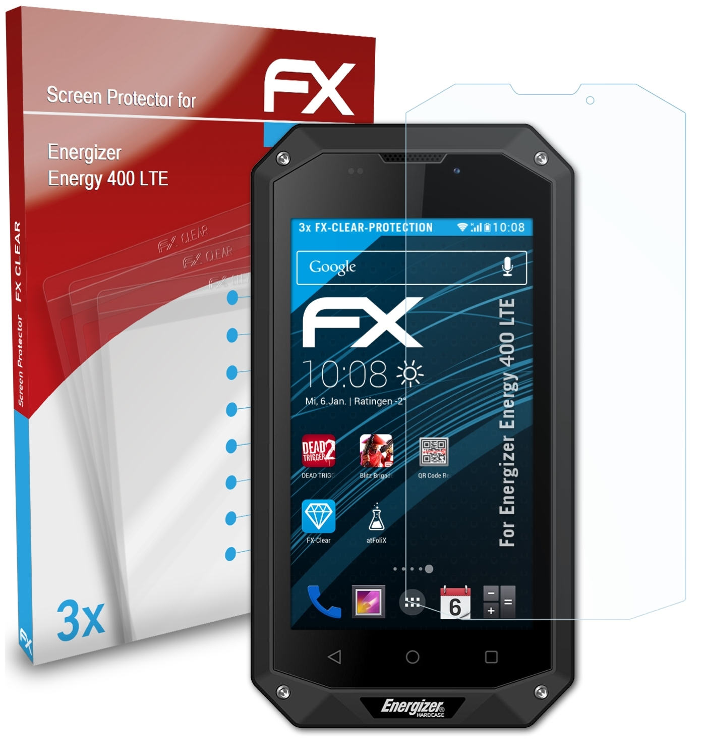 ATFOLIX 3x Energy FX-Clear Energizer LTE) Displayschutz(für 400