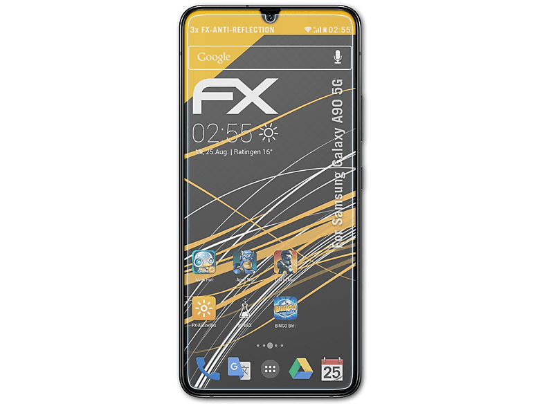 3x Displayschutz(für ATFOLIX 5G) A90 Samsung FX-Antireflex Galaxy