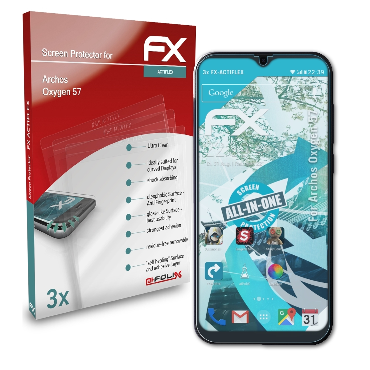 ATFOLIX 3x FX-ActiFleX Displayschutz(für Archos Oxygen 57)