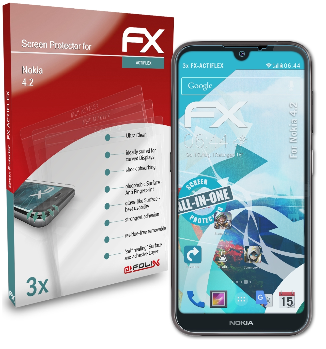 ATFOLIX 3x Nokia 4.2) FX-ActiFleX Displayschutz(für