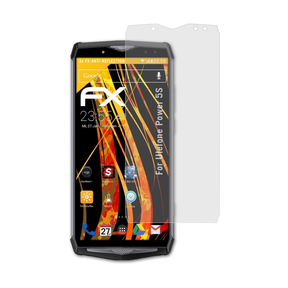 FX-Antireflex ATFOLIX Ulefone 3x Displayschutz(für 5S) Power