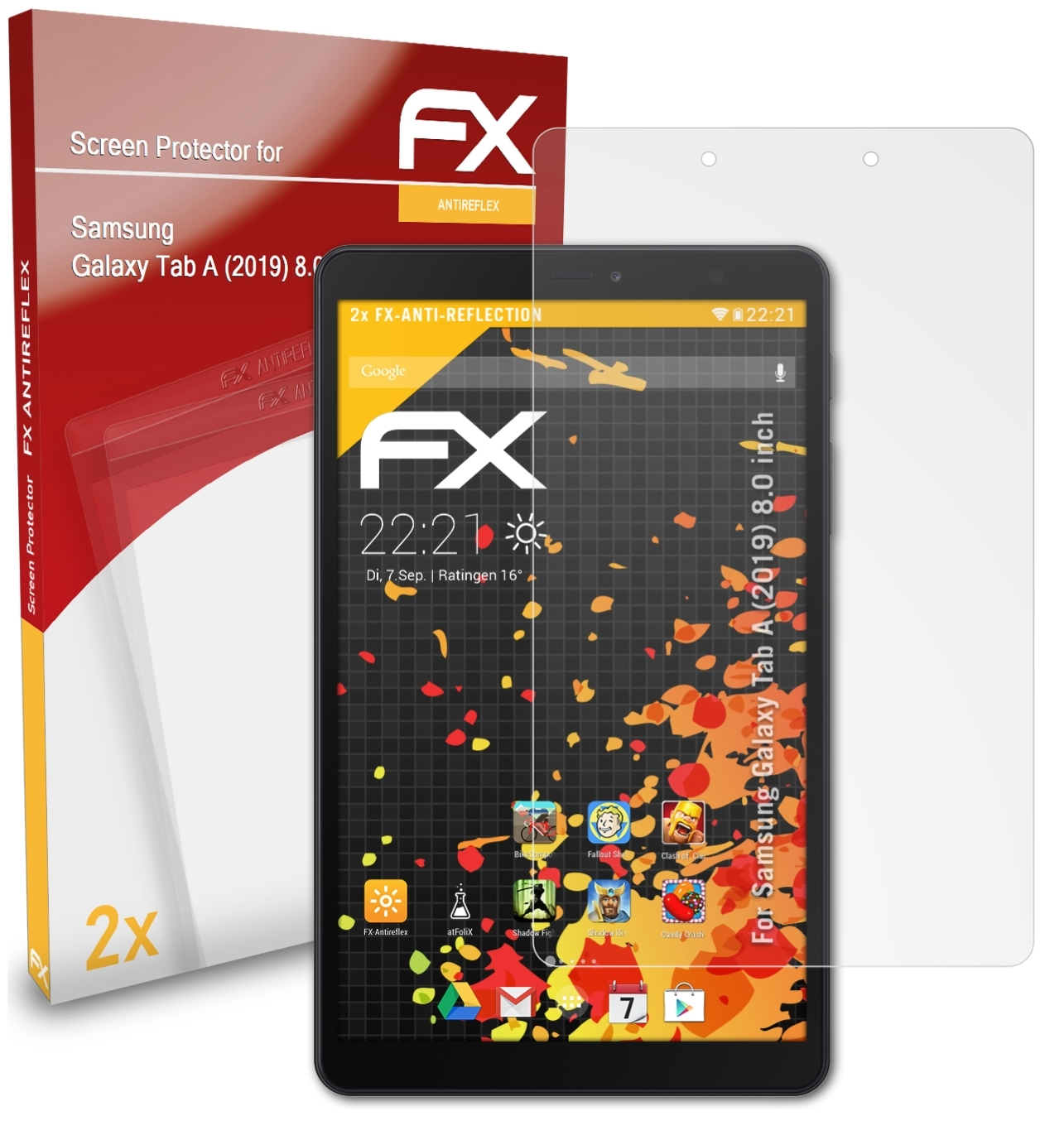 A inch)) Displayschutz(für (2019) FX-Antireflex ATFOLIX Galaxy Tab 2x Samsung (8.0