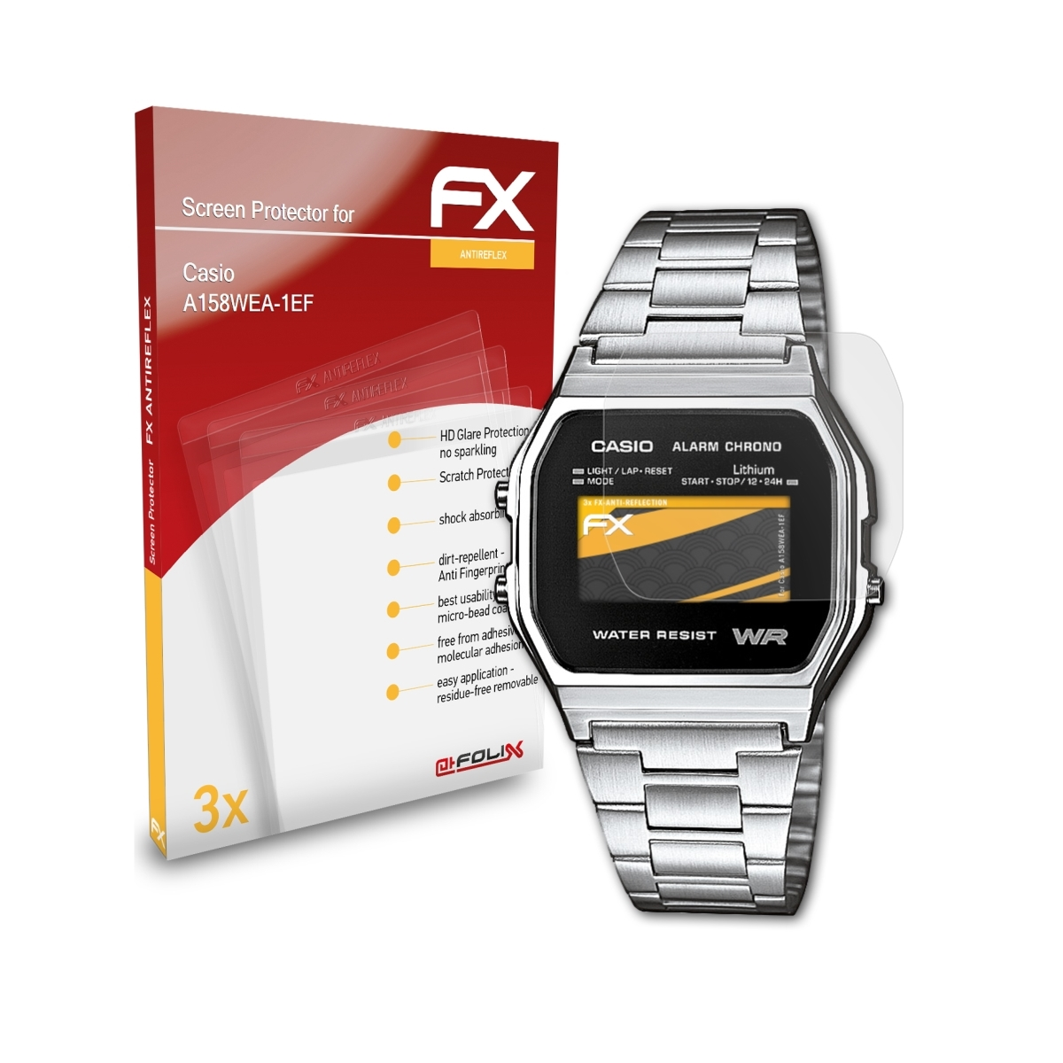 ATFOLIX 3x FX-Antireflex Displayschutz(für A158WEA-1EF) Casio
