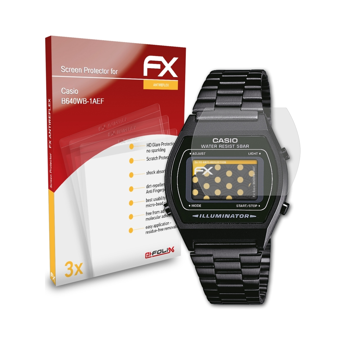 Displayschutz(für FX-Antireflex 3x ATFOLIX Casio B640WB-1AEF)