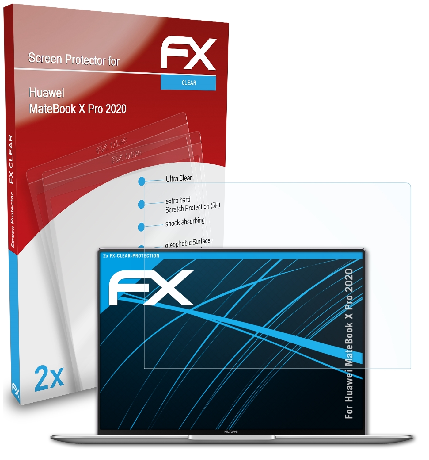ATFOLIX 2x FX-Clear Displayschutz(für Huawei MateBook X (2020)) Pro