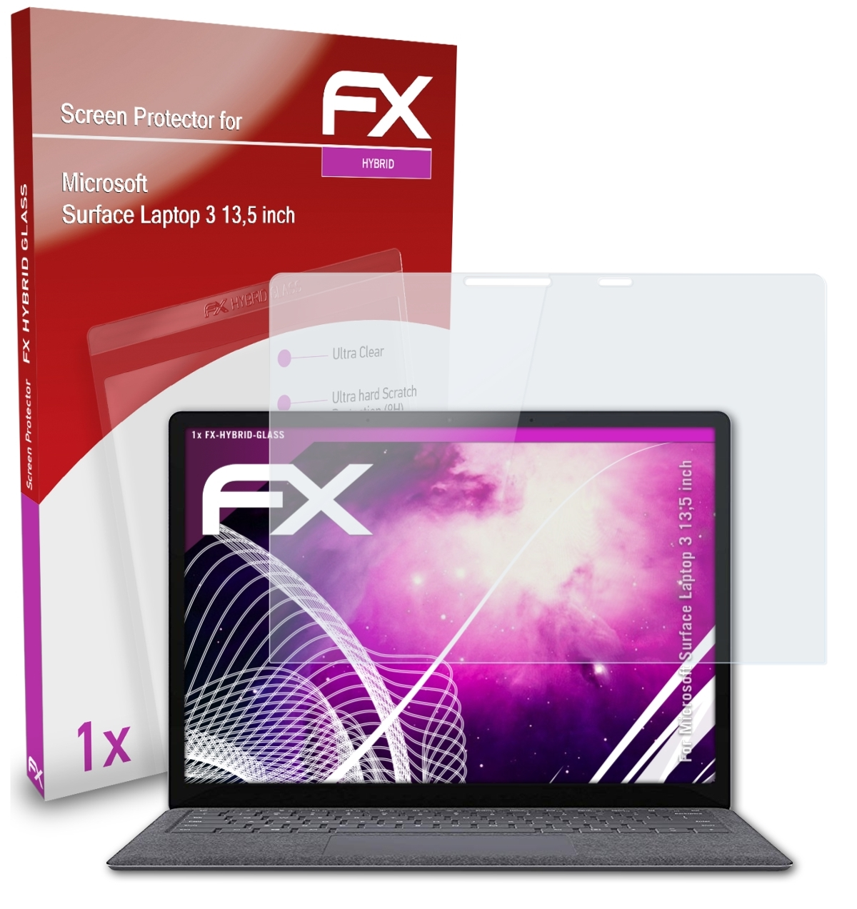 ATFOLIX Surface FX-Hybrid-Glass inch)) Laptop Microsoft 3 Schutzglas(für (13,5