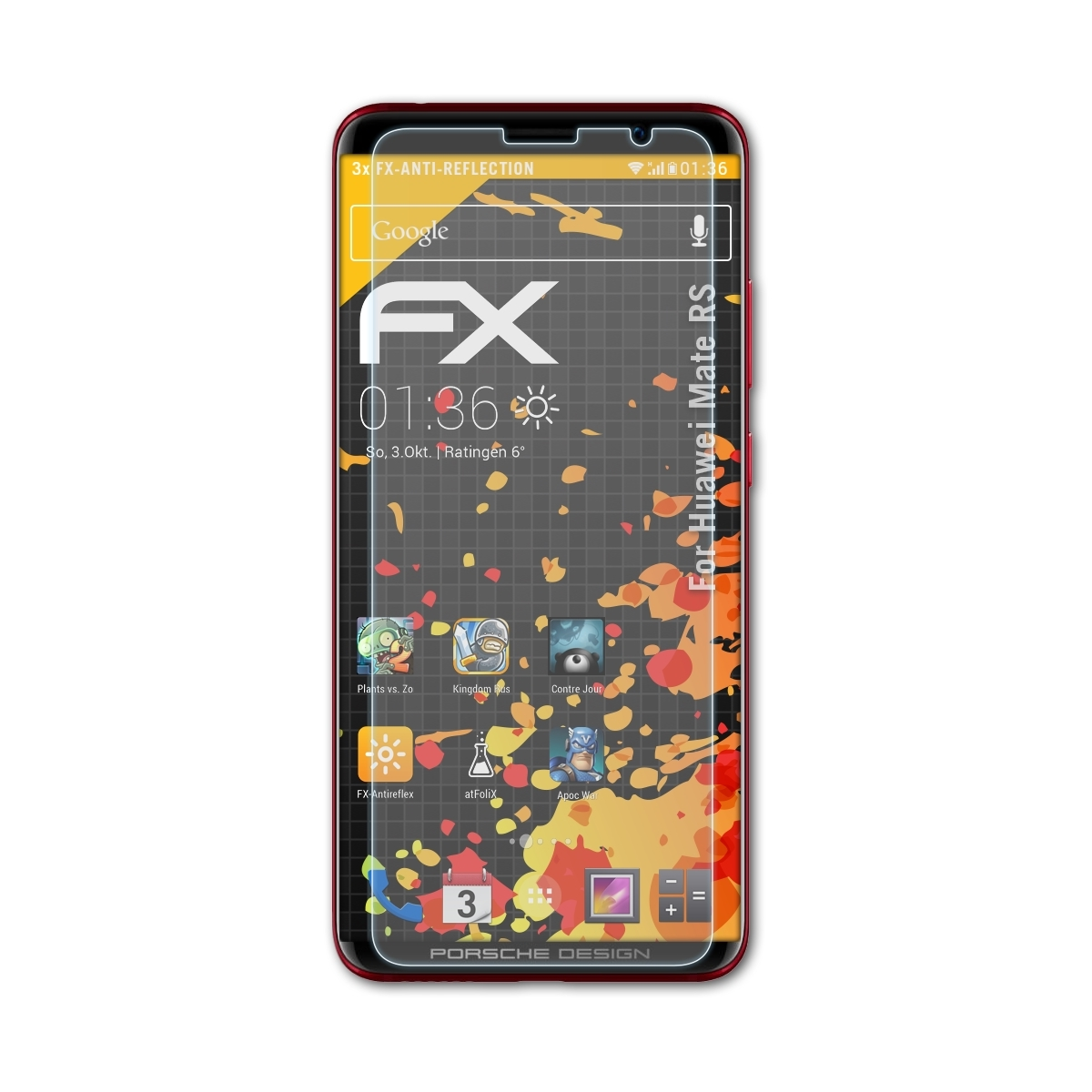 3x ATFOLIX RS) Displayschutz(für Huawei FX-Antireflex Mate