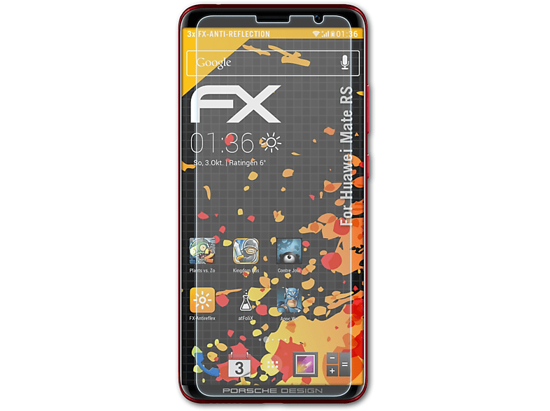 ATFOLIX 3x Displayschutz(für RS) Mate FX-Antireflex Huawei