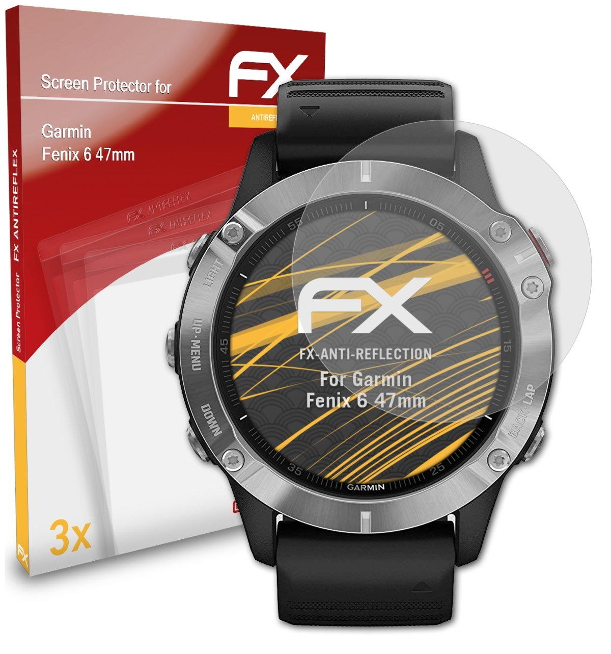 Displayschutz(für Fenix (47mm)) ATFOLIX FX-Antireflex Garmin 3x 6