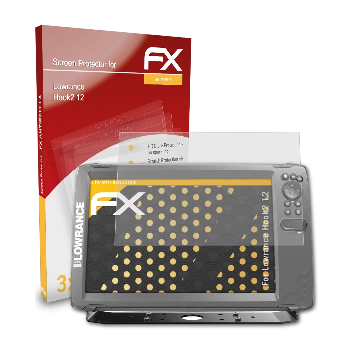 ATFOLIX 3x FX-Antireflex Displayschutz(für Hook2 12) Lowrance
