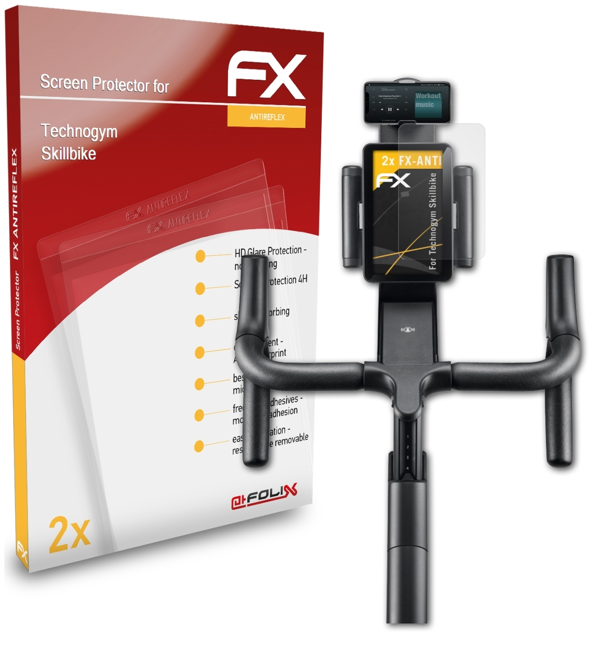 FX-Antireflex ATFOLIX Skillbike) Technogym Displayschutz(für 2x