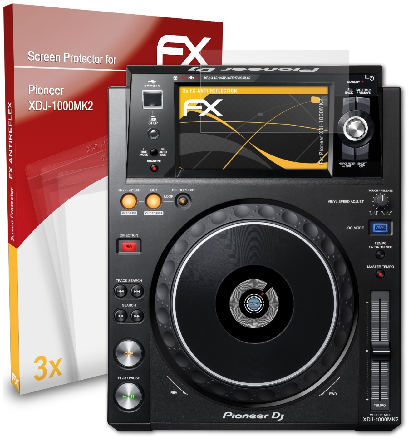 ATFOLIX 3x FX-Antireflex Displayschutz(für Pioneer XDJ-1000MK2)