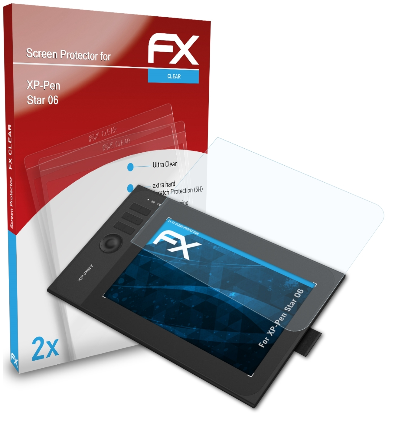 ATFOLIX 06) 2x Star Displayschutz(für XP-PEN FX-Clear