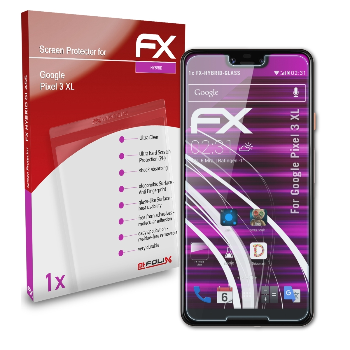 FX-Hybrid-Glass Google ATFOLIX 3 XL) Pixel Schutzglas(für